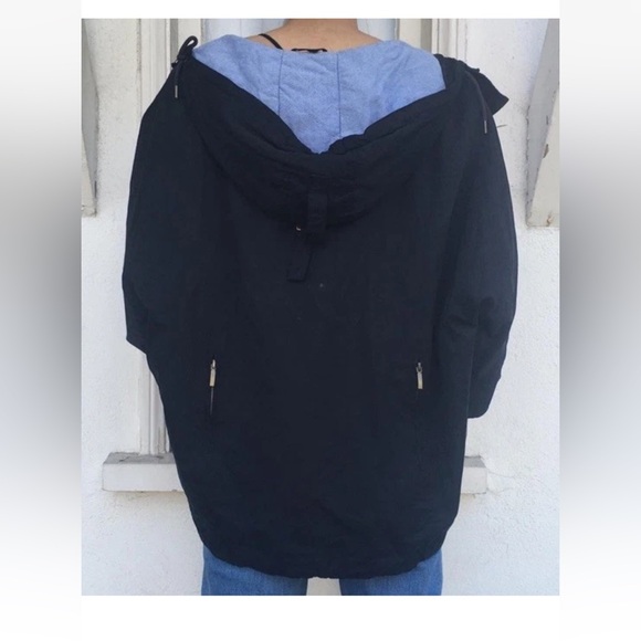 Zara Navy Blue 3/4 Sleeve Hooded Parka Jacket - Picture 1 of 13